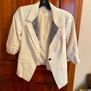 Elizabeth & James XS cream color embellished blazer